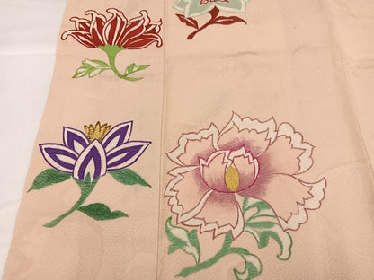 平和屋着物●訪問着　手描き　草花文　金彩　正絹　逸品　AABH0407ph