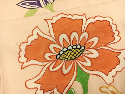 平和屋着物●訪問着　手描き　草花文　金彩　正絹　逸品　AABH0407ph