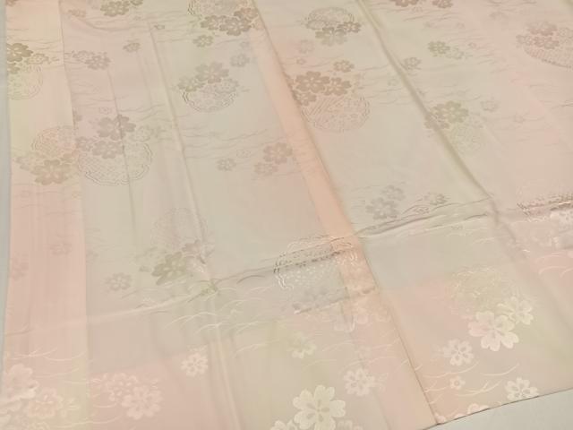 平和屋着物●振袖用長襦袢　無双仕立て　雪輪花地紋　暈し染め　正絹　逸品　AABH0409ph