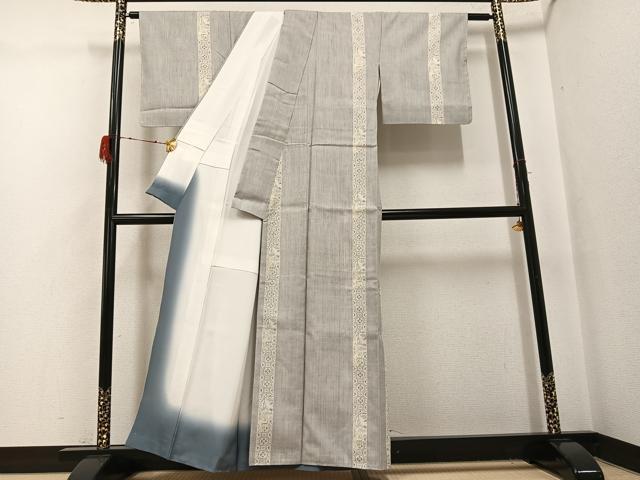 平和屋着物●本場結城紬　重要無形文化財　100亀甲　草花間道　正絹　逸品　未使用　AABH0411ph