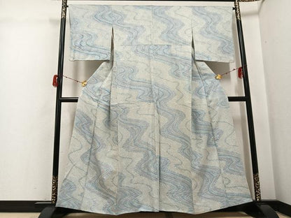 平和屋着物●上質な小紋　絞り　流水文　正絹　逸品　AABH0412ph