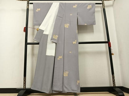 平和屋着物●上質な小紋　草花文　金彩　正絹　逸品　AABH0413ph