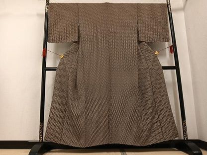 平和屋着物●上質な小紋　お召地　菊亀甲　正絹　逸品　AABH0420ph