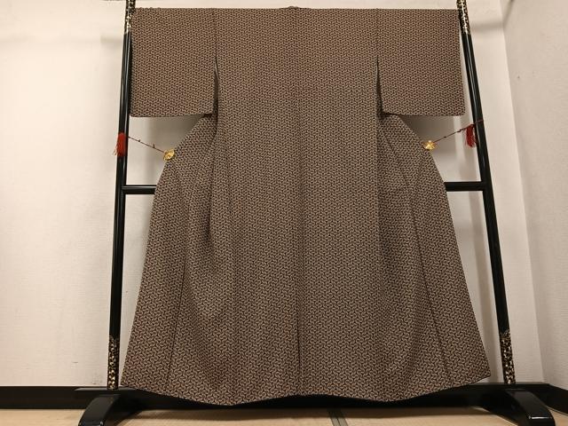 平和屋着物●上質な小紋　お召地　菊亀甲　正絹　逸品　AABH0420ph