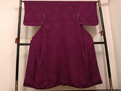 平和屋着物●上質な色無地　草花地紋　浅蘇芳色　正絹　逸品　AABH0430ph