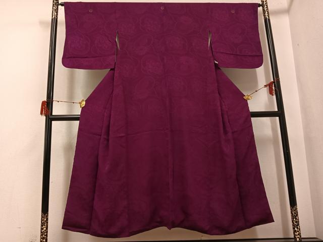 平和屋着物●上質な色無地　草花地紋　浅蘇芳色　正絹　逸品　AABH0430ph