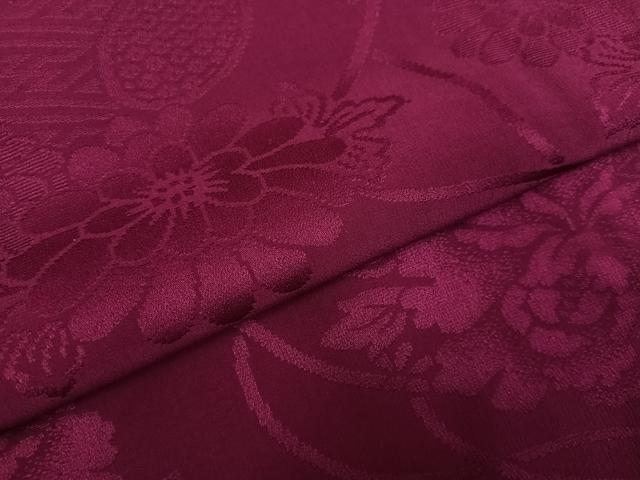 平和屋着物●上質な色無地　草花地紋　浅蘇芳色　正絹　逸品　AABH0430ph