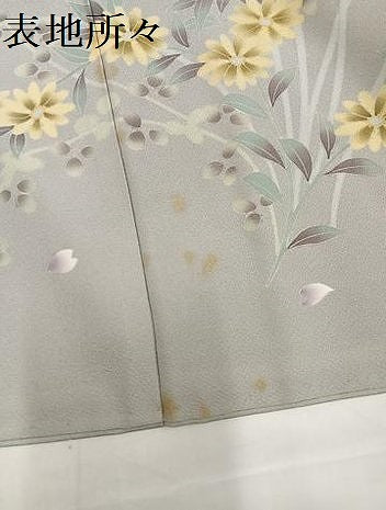 平和屋着物●訪問着　友禅　草花文　暈し染め　正絹　逸品　AABH0436ph
