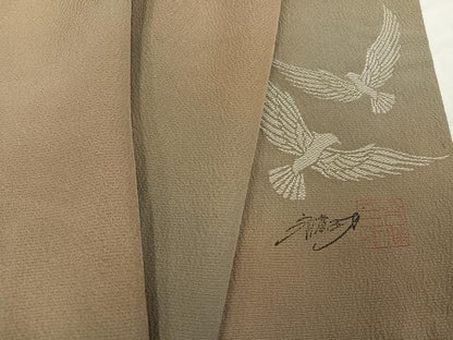 平和屋着物●染色作家　斉藤三才　小紋　霞文　暈し染め　正絹　逸品　AABH0439ph
