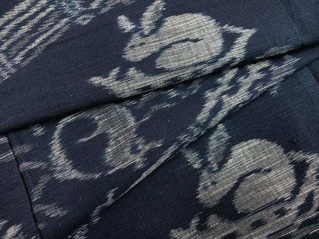 平和屋着物●久留米絣　単衣　うさぎ　兎　綿　逸品　未使用　AABH0443ph