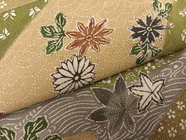 平和屋着物●上質な小紋　型染め　草花舞蝶文　鬼しぼ縮緬　三越扱い　正絹　逸品　AABH0445ph