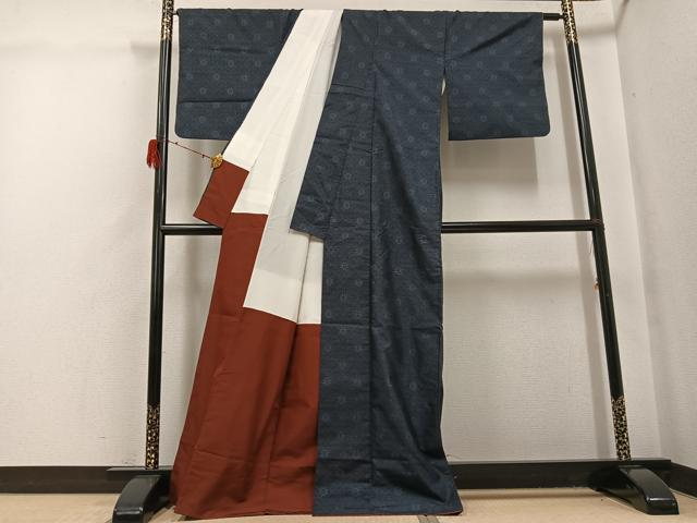 平和屋着物●本場大島紬　カタス7マルキ　蜀江花文　正絹　逸品　AABH0446ph