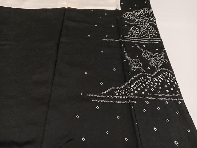 平和屋着物●訪問着　絞り　風景草木文　黒地　正絹　逸品　AABH0448ph