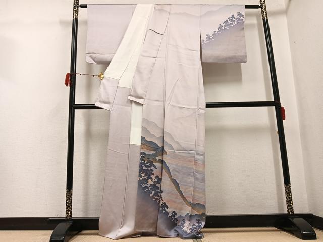 平和屋着物●訪問着　作家物　風景樹林シルエット　暈し染め　正絹　逸品　AABH0449ph