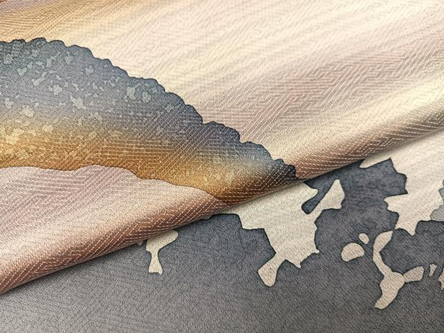 平和屋着物●訪問着　作家物　風景樹林シルエット　暈し染め　正絹　逸品　AABH0449ph