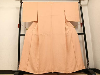 平和屋着物●上質な色無地　宝尽くし地紋　洒落柿色　正絹　逸品　AABH0460ph
