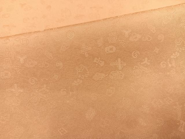 平和屋着物●上質な色無地　宝尽くし地紋　洒落柿色　正絹　逸品　AABH0460ph