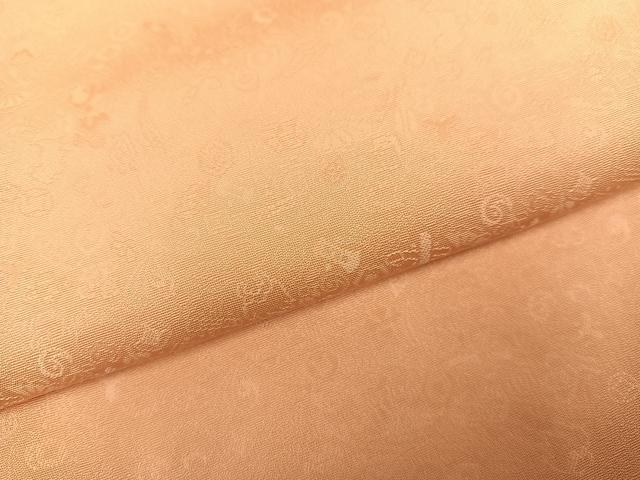 平和屋着物●上質な色無地　宝尽くし地紋　洒落柿色　正絹　逸品　AABH0460ph