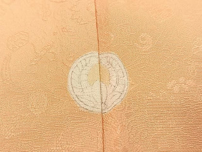 平和屋着物●上質な色無地　宝尽くし地紋　洒落柿色　正絹　逸品　AABH0460ph