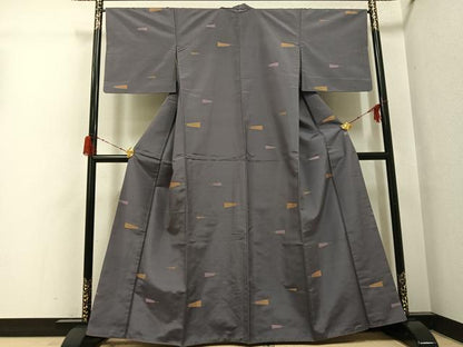 平和屋着物●上質な紬　扇文　正絹　逸品　AABH0464ph