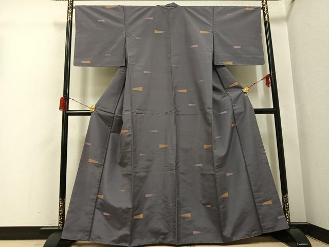 平和屋着物●上質な紬　扇文　正絹　逸品　AABH0464ph