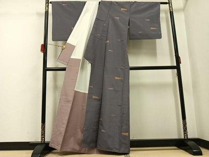 平和屋着物●上質な紬　扇文　正絹　逸品　AABH0464ph