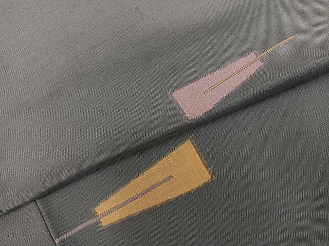 平和屋着物●上質な紬　扇文　正絹　逸品　AABH0464ph