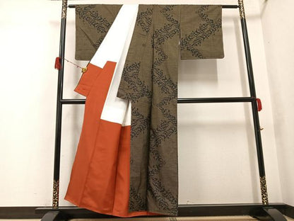 平和屋着物●本場大島紬　一元絣　波　正絹　逸品　未使用　AABH0466ph