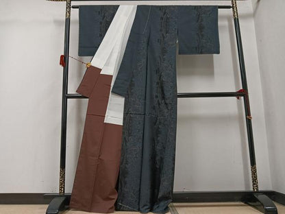 平和屋着物●本場大島紬　一元絣　草花間道　正絹　逸品　未使用　AABH0468ph
