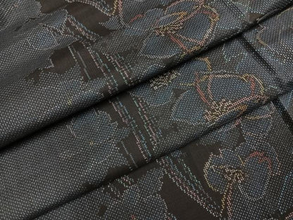 平和屋着物●本場大島紬　一元絣　草花間道　正絹　逸品　未使用　AABH0468ph