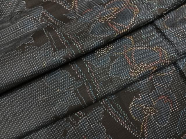 平和屋着物●本場大島紬　一元絣　草花間道　正絹　逸品　未使用　AABH0468ph
