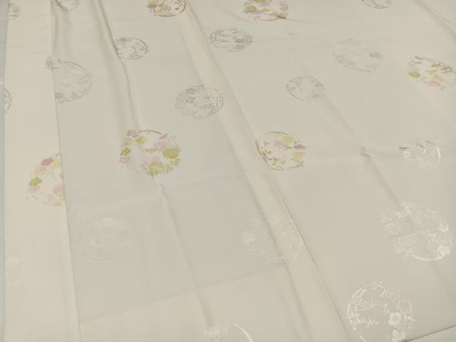 平和屋着物●長襦袢　無双仕立て　地紋起こし　草花文　丹後ちりめん　三越扱い　反端付き　正絹　逸品　AABH0471ph
