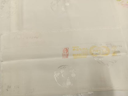 平和屋着物●長襦袢　無双仕立て　地紋起こし　草花文　丹後ちりめん　三越扱い　反端付き　正絹　逸品　AABH0471ph