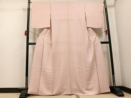 平和屋着物●上質な色無地　花唐草地紋　水柿色　正絹　逸品　AABH0475ph