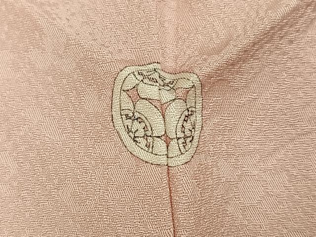 平和屋着物●上質な色無地　花唐草地紋　水柿色　正絹　逸品　AABH0475ph