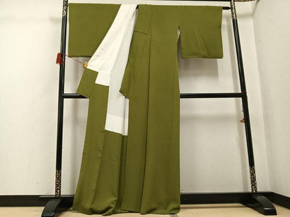 平和屋着物●上質な色無地　根岸色　正絹　逸品　AABH0476ph