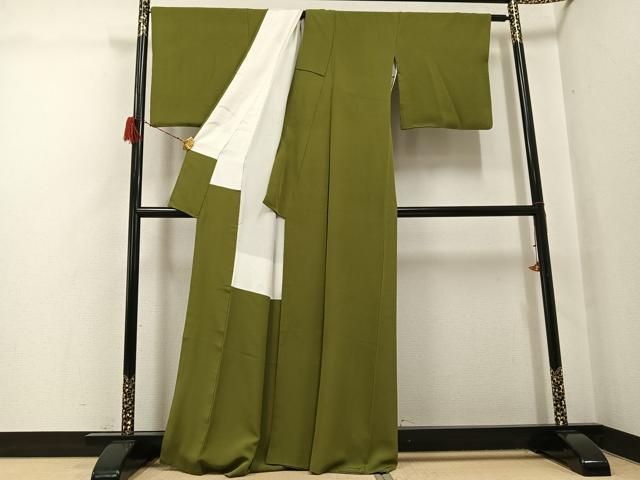 平和屋着物●上質な色無地　根岸色　正絹　逸品　AABH0476ph