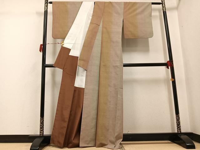平和屋着物●上質な紬　間道　正絹　逸品　AABH0477ph