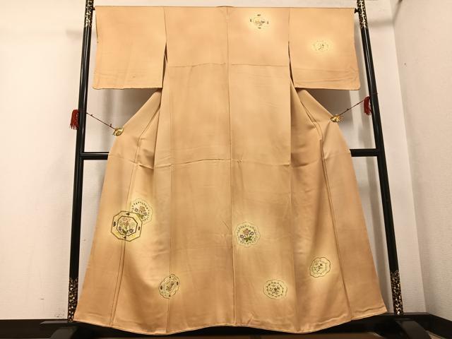 平和屋着物●訪問着　友禅　草花文　暈し染め　金彩　正絹　逸品　AABH0478ph