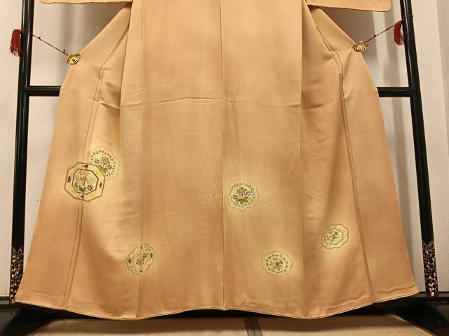 平和屋着物●訪問着　友禅　草花文　暈し染め　金彩　正絹　逸品　AABH0478ph