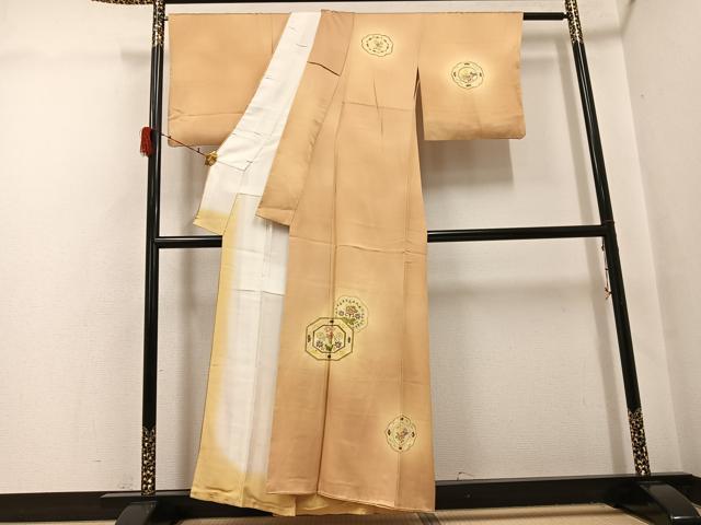 平和屋着物●訪問着　友禅　草花文　暈し染め　金彩　正絹　逸品　AABH0478ph