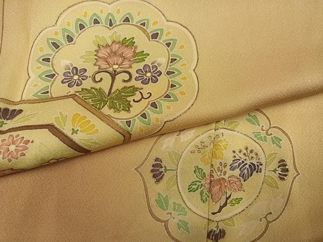 平和屋着物●訪問着　友禅　草花文　暈し染め　金彩　正絹　逸品　AABH0478ph