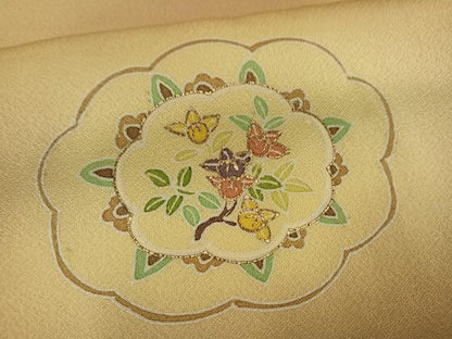 平和屋着物●訪問着　友禅　草花文　暈し染め　金彩　正絹　逸品　AABH0478ph