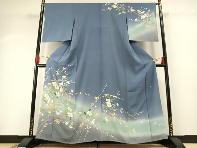 平和屋着物●訪問着　友禅　作家物　枝花文　暈し染め　正絹　逸品　AABH0482fy