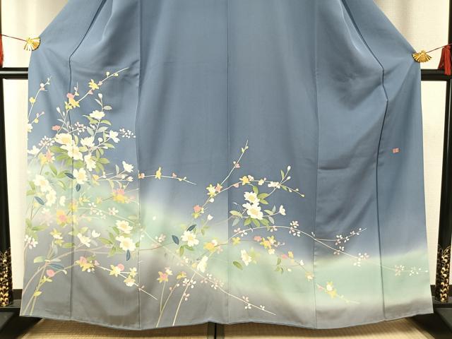 平和屋着物●訪問着　友禅　作家物　枝花文　暈し染め　正絹　逸品　AABH0482fy