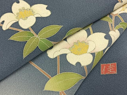 平和屋着物●訪問着　友禅　作家物　枝花文　暈し染め　正絹　逸品　AABH0482fy