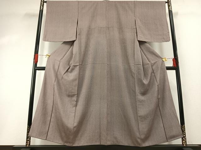 平和屋着物●江戸小紋　作家物　万筋　紫色×白色　正絹　逸品　未使用　AABH0485fy