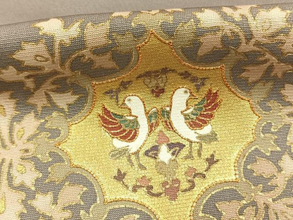 平和屋着物●訪問着　駒刺繍　吉祥花鳥文　金彩　正絹　逸品　AABH0488fy