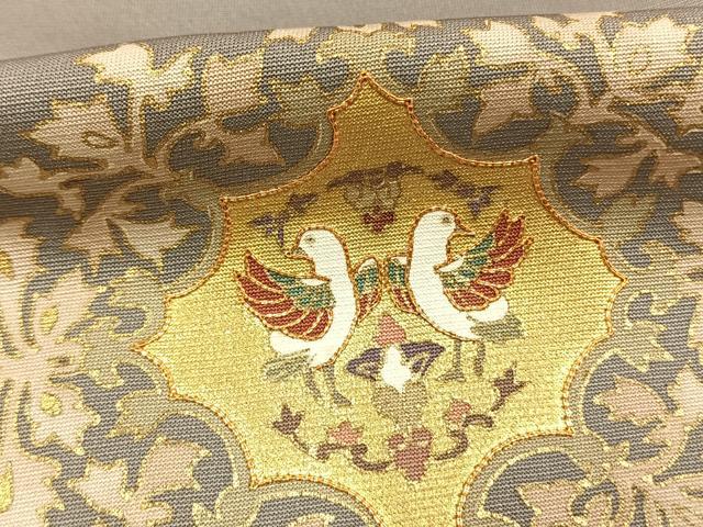 平和屋着物●訪問着　駒刺繍　吉祥花鳥文　金彩　正絹　逸品　AABH0488fy