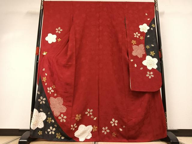 平和屋着物●豪華振袖　駒刺繍　絞り　舞花文　金彩　鈴乃屋扱い　正絹　逸品　AABH0490fy